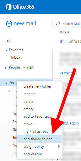 Right click, then "Add shared folder..."